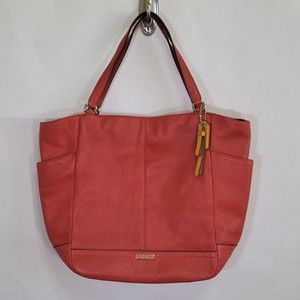 Coach Park Signature North South tote Vermillion Red leather